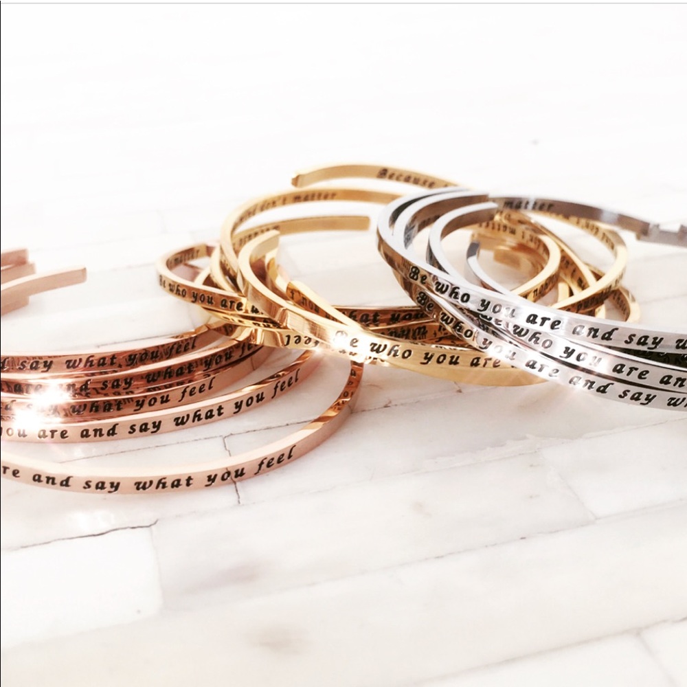 3 inspirational bracelets rose gold, silver, gold